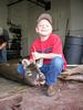 Smiling boy with his buck